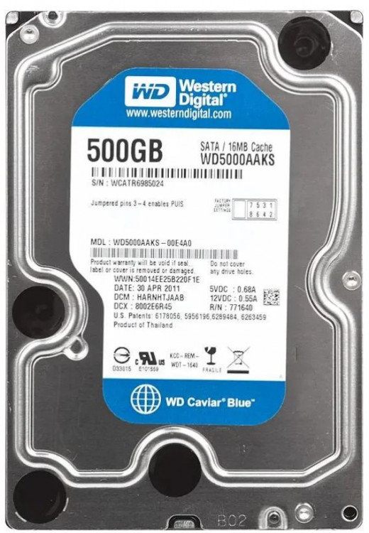 Жёсткий диск Western Digital Blue WD5000AAKS 500GB SATA 3.5