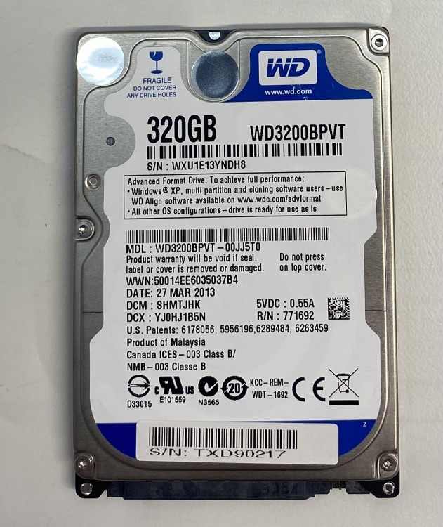 Жесткий диск Western Digital 320GB WD (WD3200BPVT) SATA 2.5