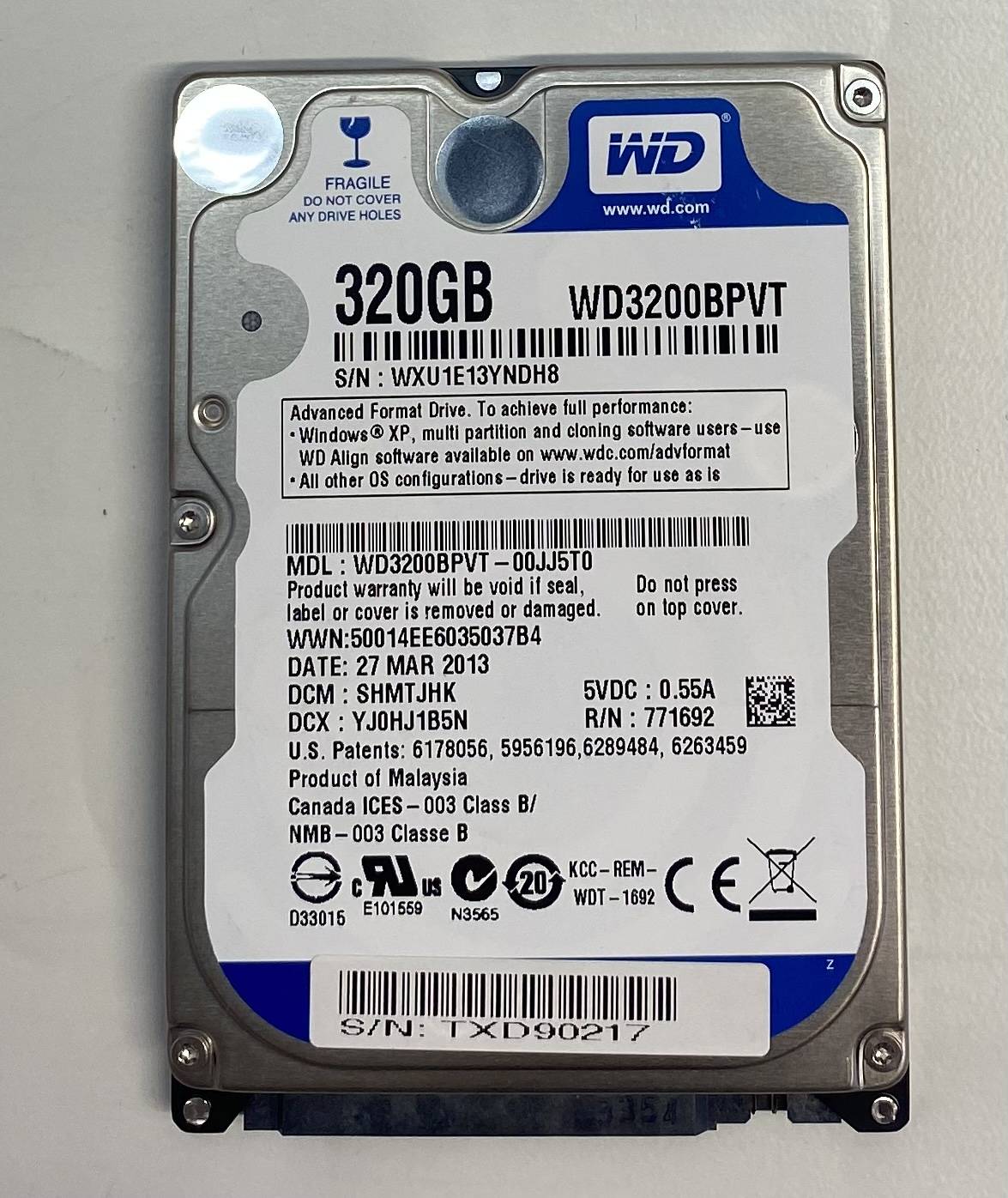 Western Digital 320GB WD WD3200BPVT SATA 2.5
