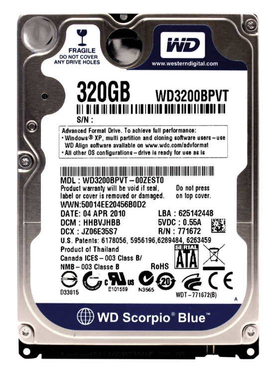 Жесткий диск Western Digital 320GB WD (WD3200BPVT) SATA 2.5