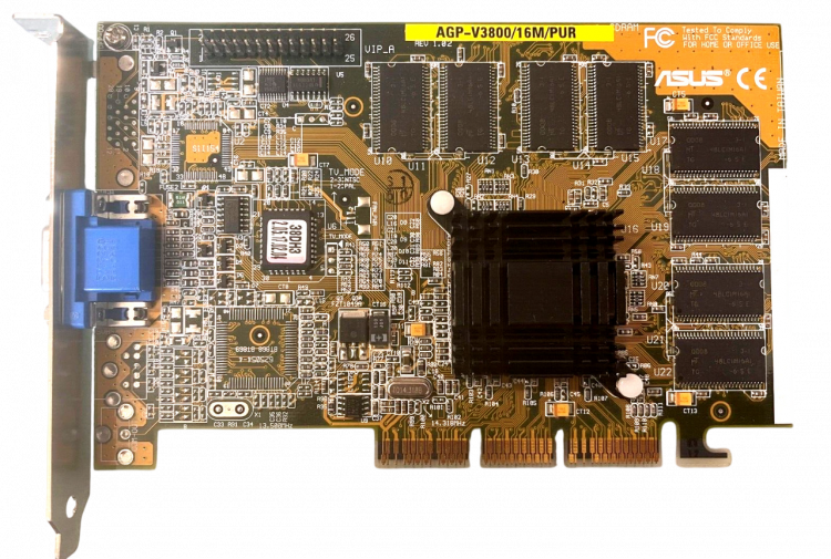 Видеокарта AGP 16Mb ASUS V3800 V3800/16M/PUR Riva