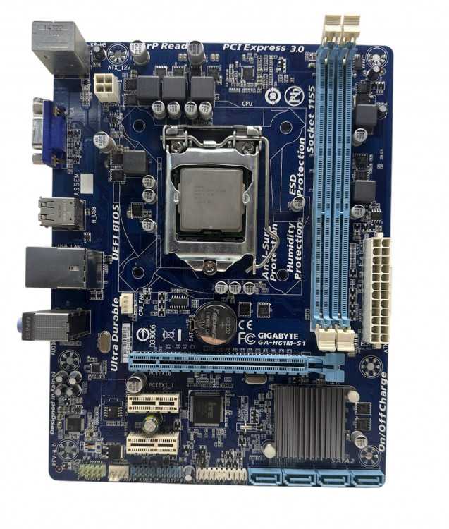 Материнская плата GIGABYTE GA-H61M-S1 +I3-2100 Socket 1155