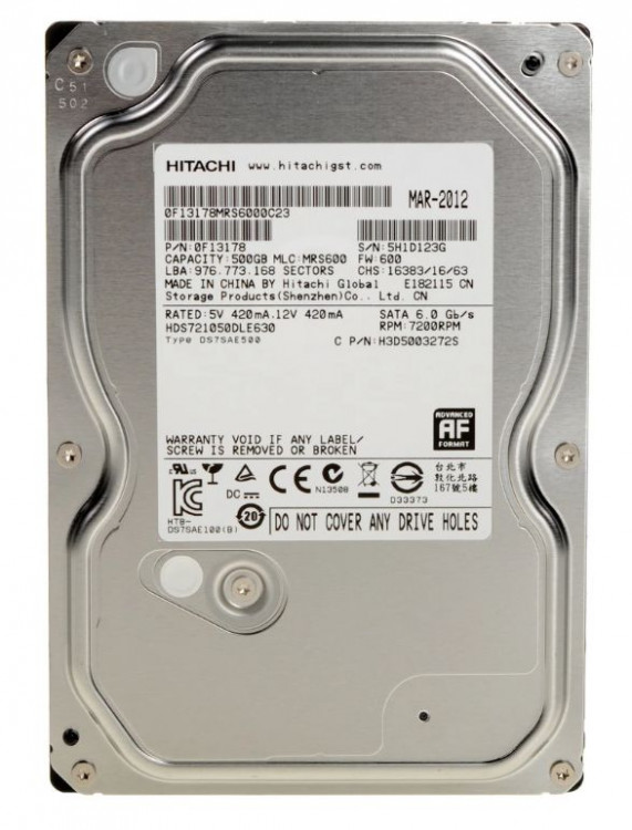 Жесткий диск Hitachi HDS721050DLE630 500GB SATA 3,5''