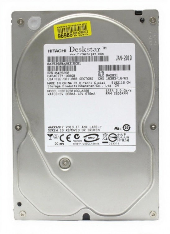 Жесткий диск Hitachi HDP725016GLA380 160GB SATA 3,5''