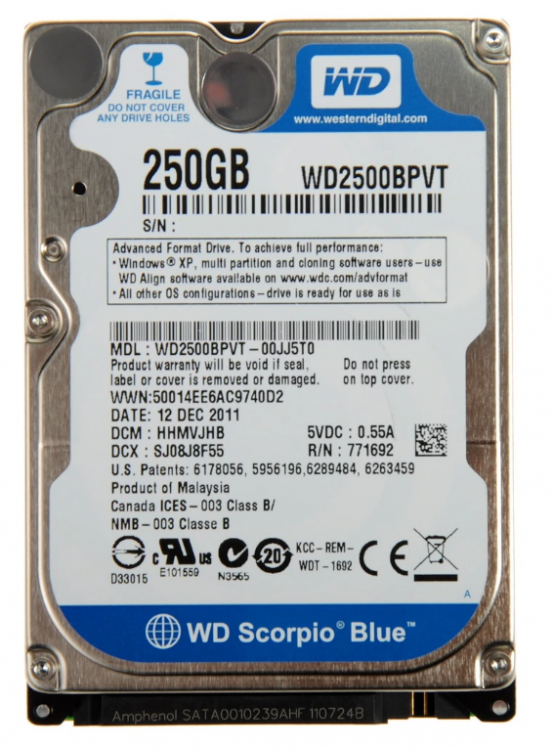 Жёсткий диск Western Digital Scorpio Blue WD2500BEVT 250GB SATA II 2.5
