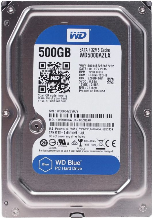 Жёсткий диск Western Digital Blue WD5000AZLX 500GB SATA 3.5