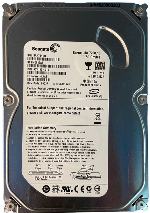 Жесткий диск Seagate 7200 160GB ST3160815AS SATA 3.5