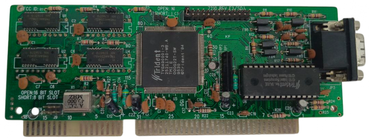 Видеокарта Trident TVGA 9000i-3 7210 REV E2/SOJ 512Kb 16bit ISA