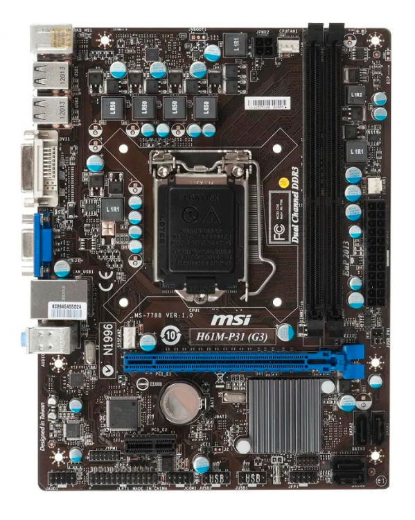 Материнская плата MSI H61M-P31 (G3) Socket 1155