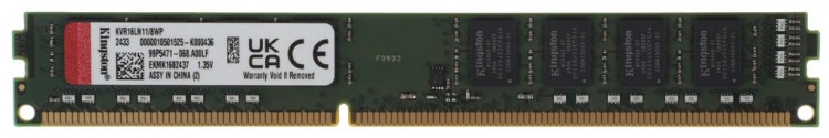 Оперативная память Kingston KVR16LN11/8WP DDR3 8GB низкопрофильная  