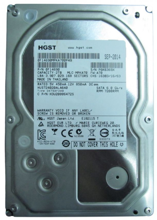 Жесткий диск Seagate 2TB HGST HUS724020ALA640 SATA 3.5