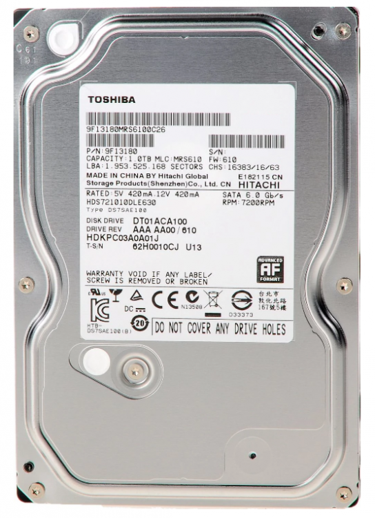 Жесткий диск Toshiba 1Tb DT01ACA100 SATA III 3,5