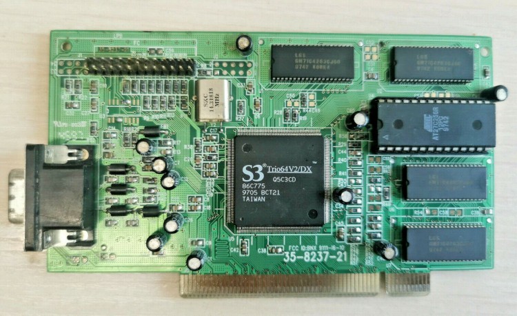 Видеокарта  S3 Trio 64V2/DX 2MB EDO RAM PCI 50MHz