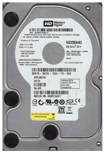 Жёсткий диск Western Digital WD3200AAKS 320GB SATA 3.5