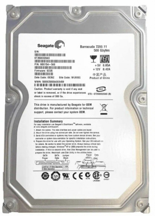 Жесткий диск Seagate 500GB ST3500320AS SATA 3.5