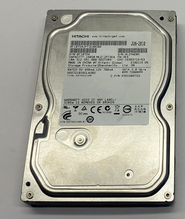 Жесткий диск Hitachi Deskstar 7K1000.C  HDS721016CLA382 160GB SATA 3,5''