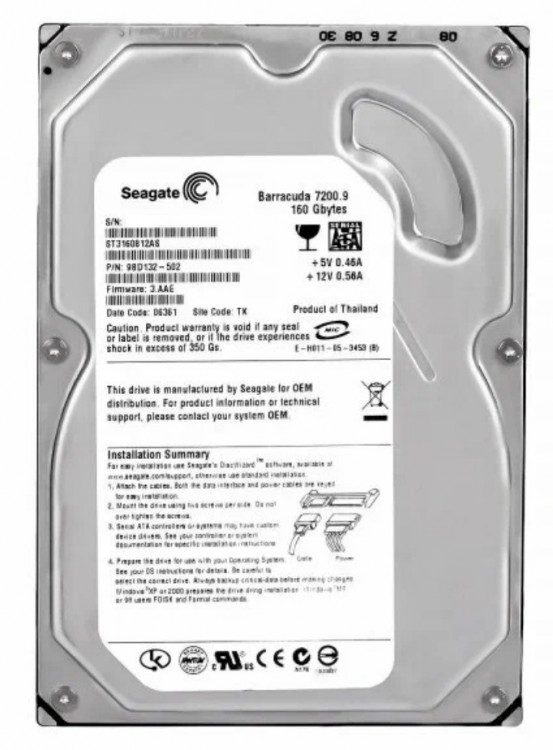 Жесткий диск Seagate 7200 160GB ST3160812AS SATA II 3.5