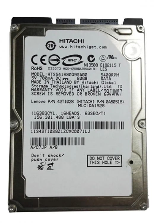 Жесткий диск Hitachi HTS541680J9SA00 80Gb SATA II 2,5 