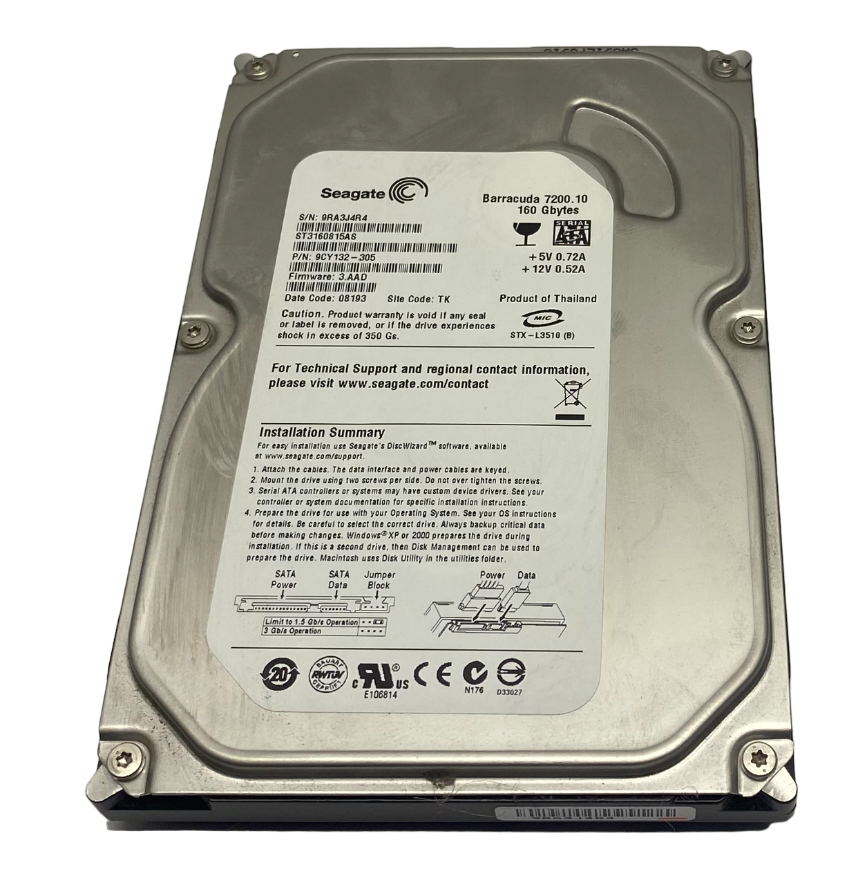 Жесткий диск Seagate Barracuda 160GB ST3160815AS SATA 3.5