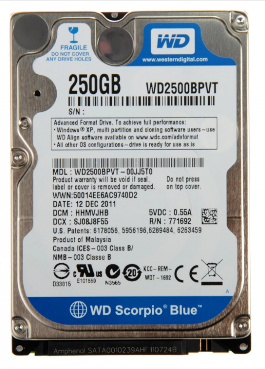 Жесткий диск WD2500BPVT 250GB (WD2500BPVT) SATA II 2.5 